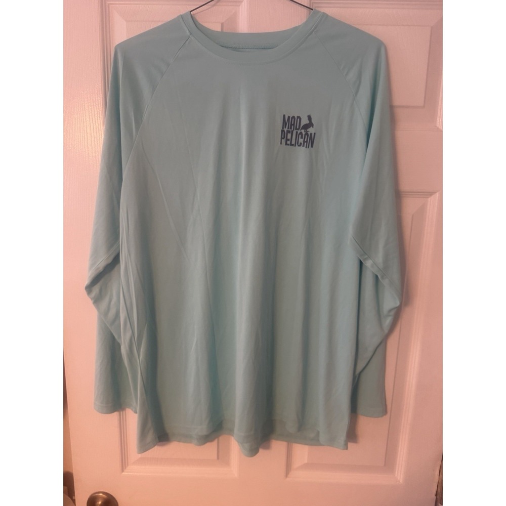 Mad Pelican Beach Sun Boat UV Long Sleeve Fish T-Shirt X-Large Aqua Blue f5